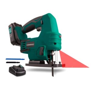 Fierastrau pendular VONROC S_JS501DC, 2.0Ah 20V, 3+1 pozitii de pendulare, lumina de lucru LED, ghidaj paralel, ghidaj laser, cheie imbus, baterie 2.0Ah si incarcator rapid incluse